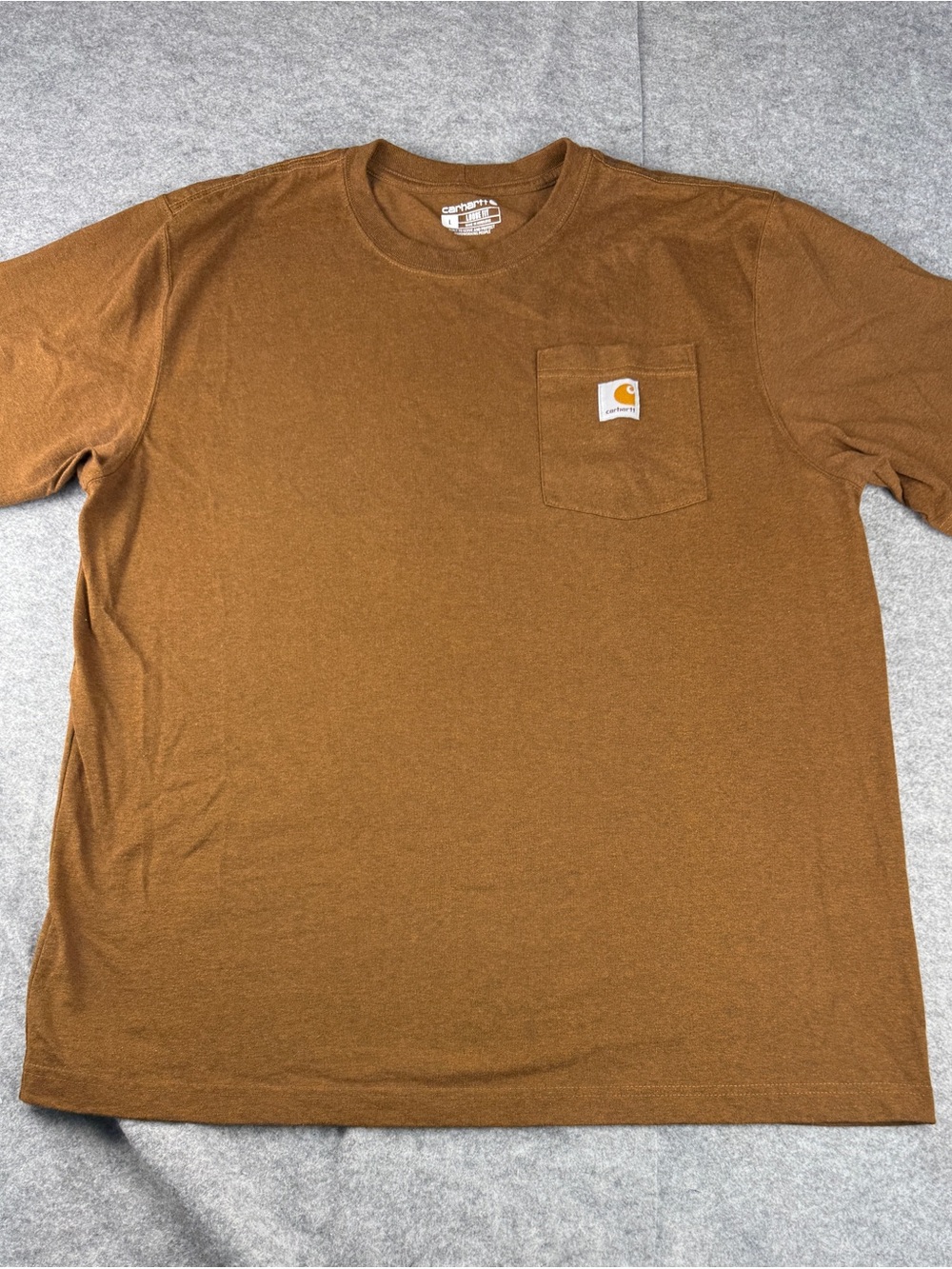 Carhartt K87 Brown Heather Pocket Tee Large Loose Fit Workwear